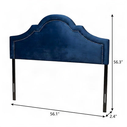 Velvet Upholstered Full Size Headboard for Full and Queen Beds, Navy Blue