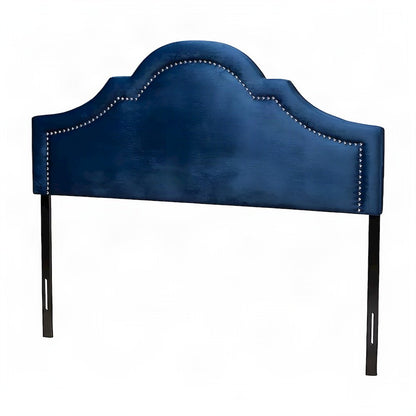 Velvet Upholstered Full Size Headboard for Full and Queen Beds, Navy Blue
