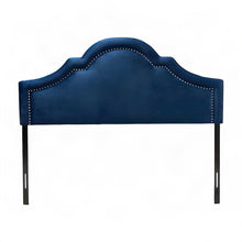 Velvet Upholstered Full Size Headboard for Full and Queen Beds, Navy Blue