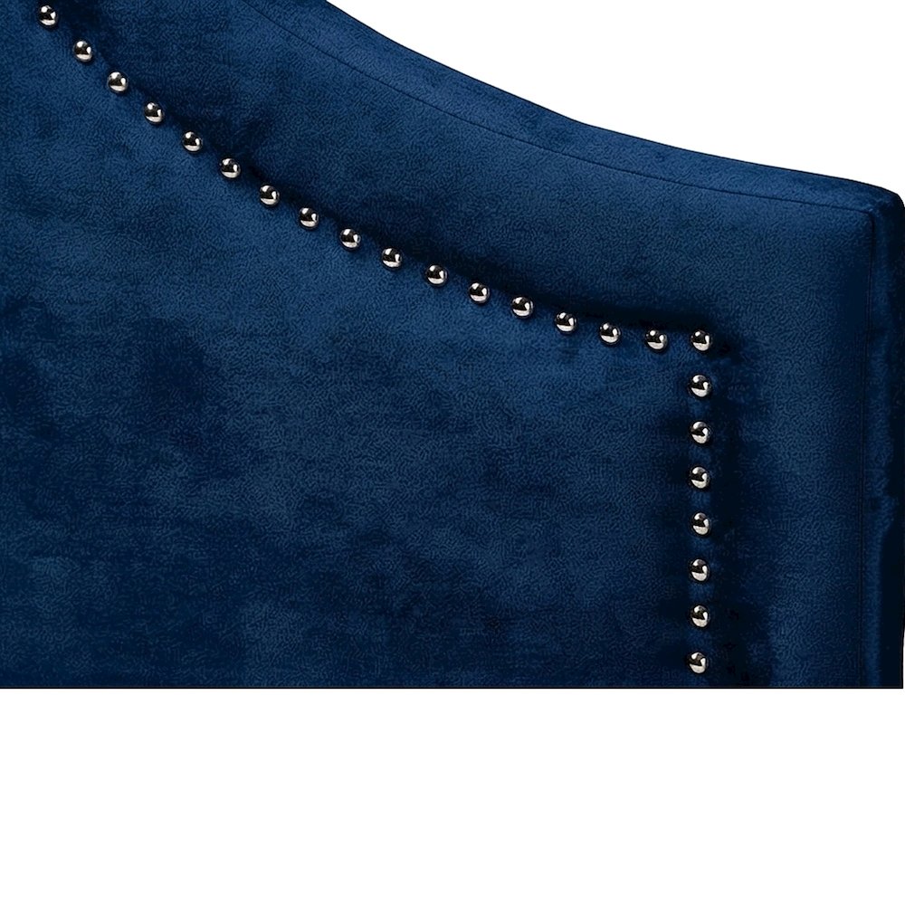 Velvet Upholstered Full Size Headboard for Full and Queen Beds, Navy Blue