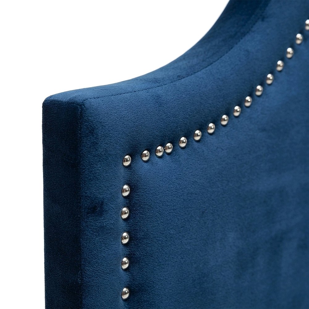 Velvet Upholstered Full Size Headboard for Full and Queen Beds, Navy Blue