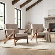 Mid-Century Modern Fabric Tufted Lounge Chair, Accent Chair, Light