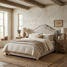Grayish Beige Fabric Full Size Headboard with Foam Padding and MDF Frame
