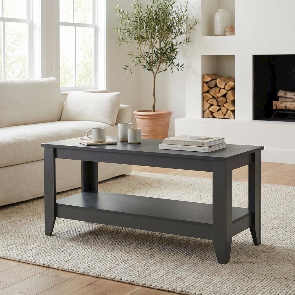 Grey MDF Coffee Table Modern Style with Sturdy Frame and Easy Care