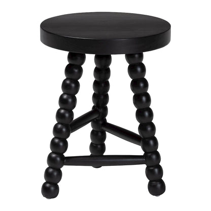 David Acacia Wood Multipurpose Accent Stool - Turned Bobbin Decorative, Black