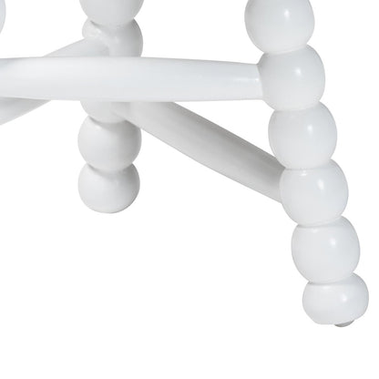 David Acacia Wood Multipurpose Accent Stool - Turned Bobbin Decorative, White