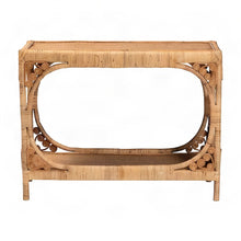Bohemian Rattan Console Table, Narrow Entryway Hallway Sofa Table, Light Honey