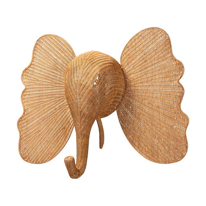 Elissa Elephant Head Natural Rattan Wall Decor