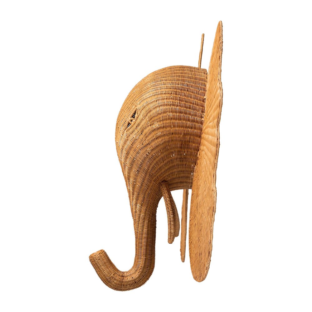 Elissa Elephant Head Natural Rattan Wall Decor