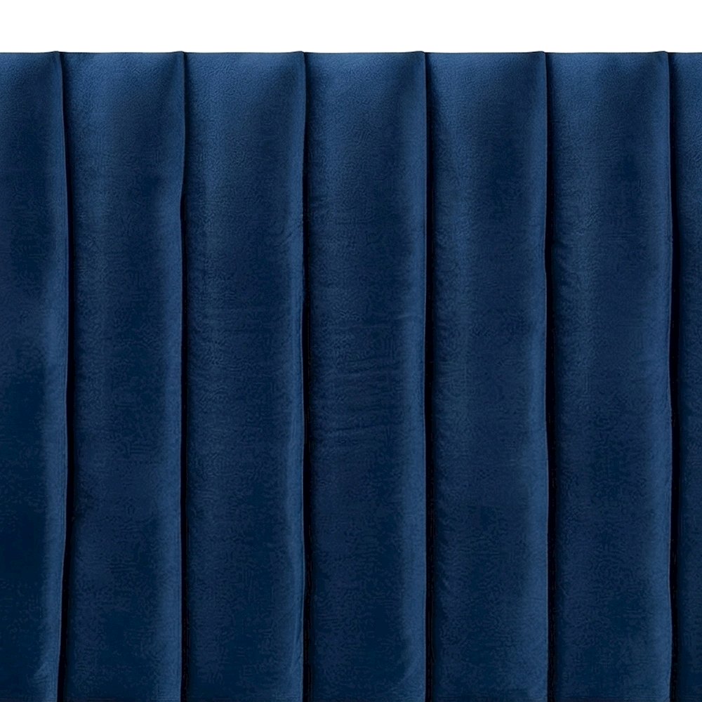 Velvet-Upholstered Channel-Tufted Queen Headboard Only, Navy Blue/Dark Brown