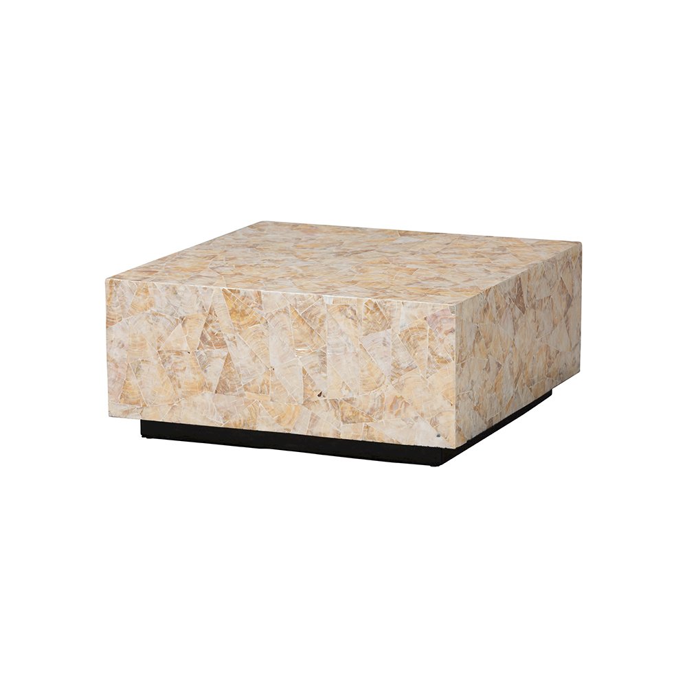 Fraley Capiz Shell Coffee Table with Plinth Base