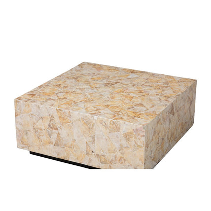 Fraley Capiz Shell Coffee Table with Plinth Base