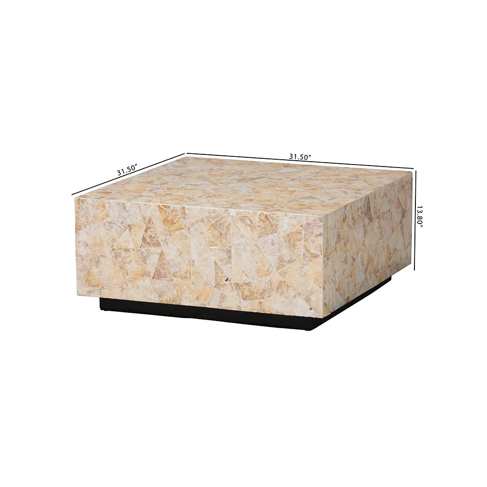 Fraley Capiz Shell Coffee Table with Plinth Base