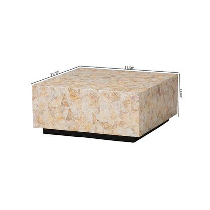 Fraley Capiz Shell Coffee Table with Plinth Base