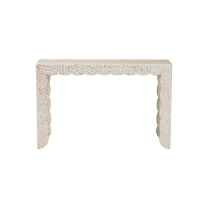 Hedya Floral Capiz Shell Console Table with Scalloped Detailing
