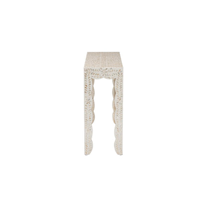 Hedya Floral Capiz Shell Console Table with Scalloped Detailing