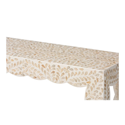 Hedya Floral Capiz Shell Console Table with Scalloped Detailing