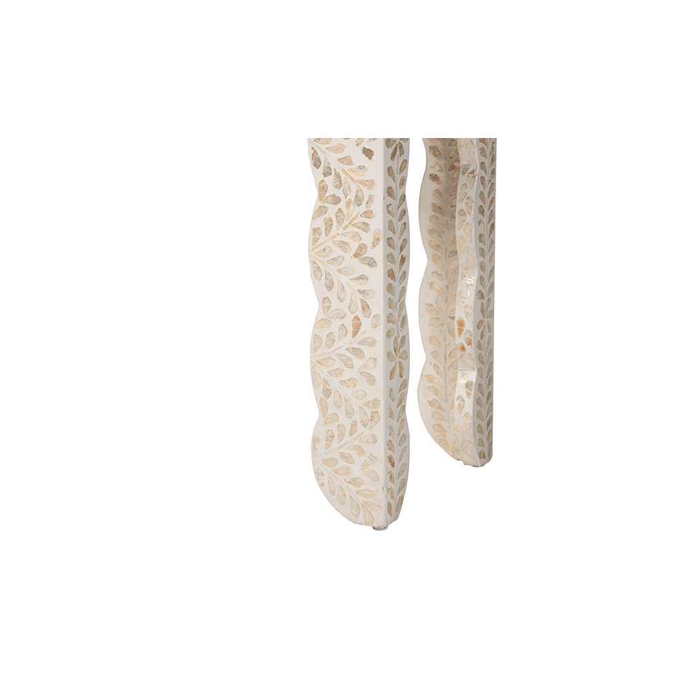 Hedya Floral Capiz Shell Console Table with Scalloped Detailing