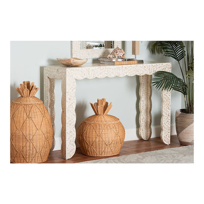 Hedya Floral Capiz Shell Console Table with Scalloped Detailing