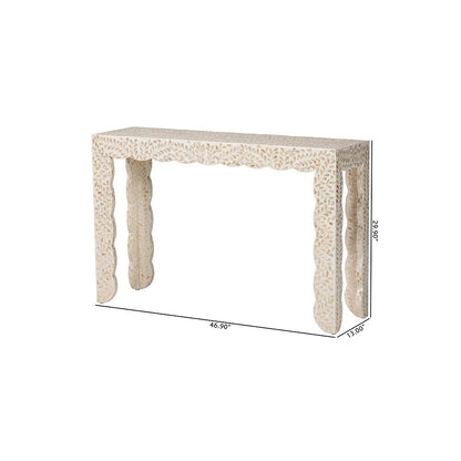 Hedya Floral Capiz Shell Console Table with Scalloped Detailing