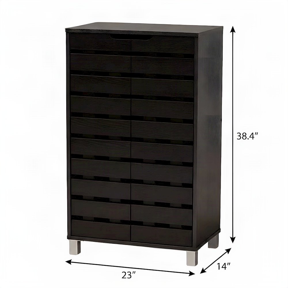 Modern MDF 2-Door Shoe Storage Organizer with Enclosed Shelving, Dark Brown/Grey