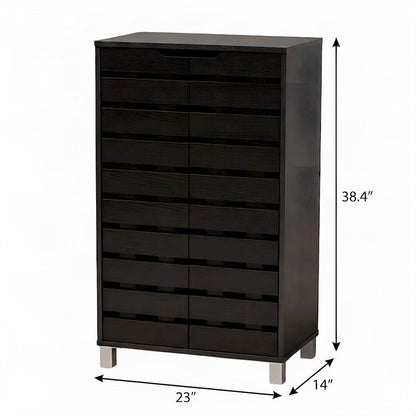 Modern MDF 2-Door Shoe Storage Organizer with Enclosed Shelving, Dark Brown/Grey