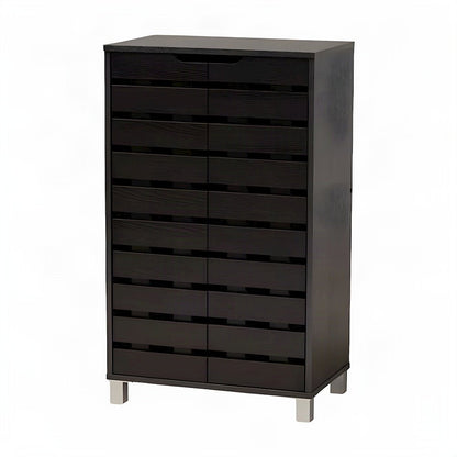 Modern MDF 2-Door Shoe Storage Organizer with Enclosed Shelving, Dark Brown/Grey