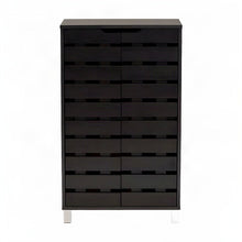 Modern MDF 2-Door Shoe Storage Organizer with Enclosed Shelving, Dark Brown/Grey
