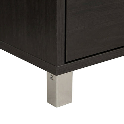 Modern MDF 2-Door Shoe Storage Organizer with Enclosed Shelving, Dark Brown/Grey