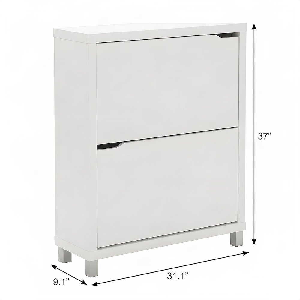 Engineered Wood Shoe Storage Organizer with Steel Frame for Entryway, White