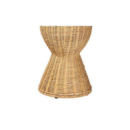 bali & pari Hisao Natural Rattan Checkered Console Table with Sculptural Base
