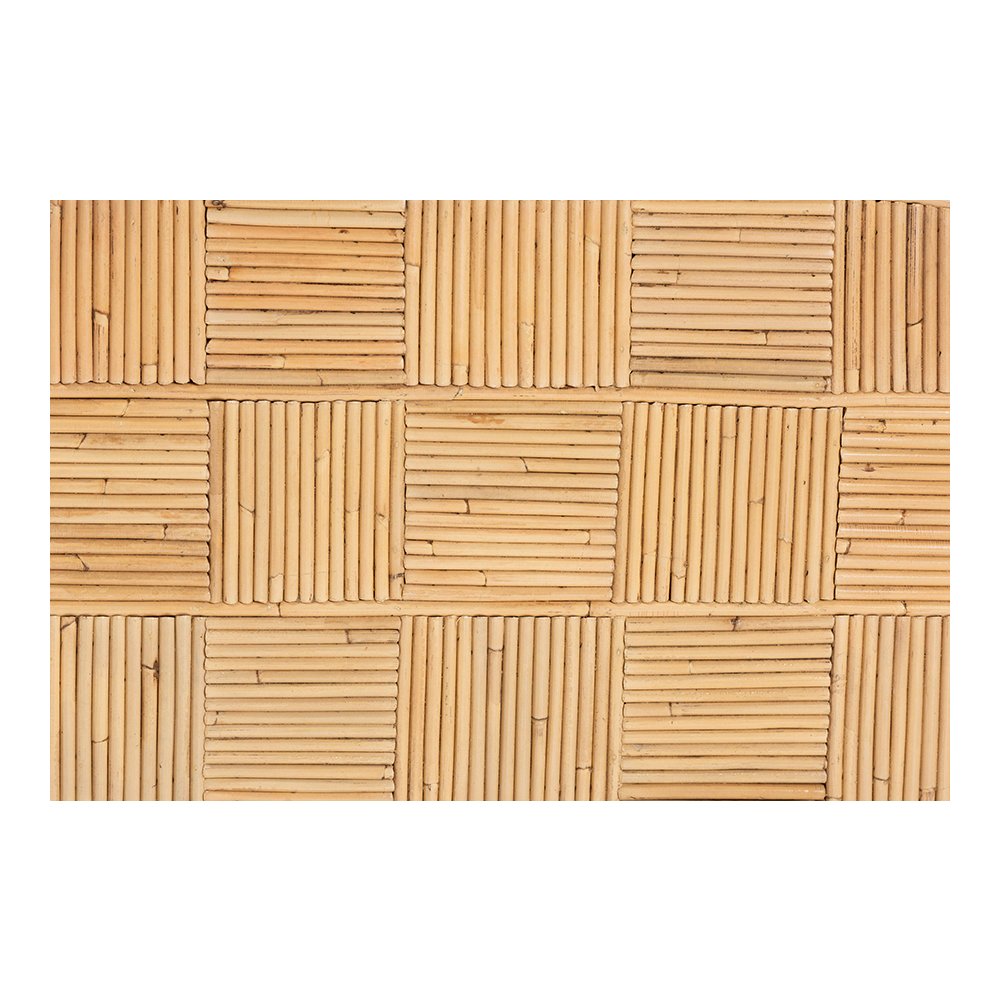 bali & pari Hisao Natural Rattan Checkered Console Table with Sculptural Base