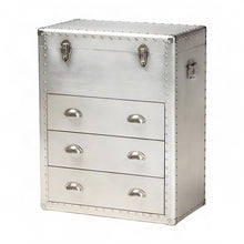 French Provincial Aluminum-Frame 3-Drawer Storage Accent Dresser, Silver