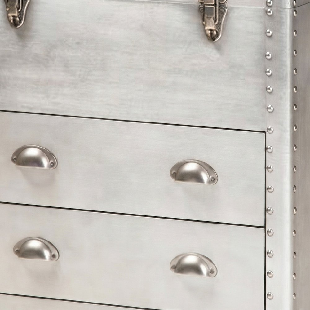 French Provincial Aluminum-Frame 3-Drawer Storage Accent Dresser, Silver
