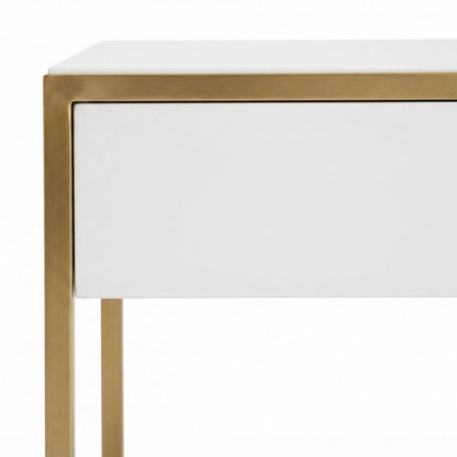Firwood 2-Drawer Console Table, Entryway Sofa Table with Metal Legs, White/Gold