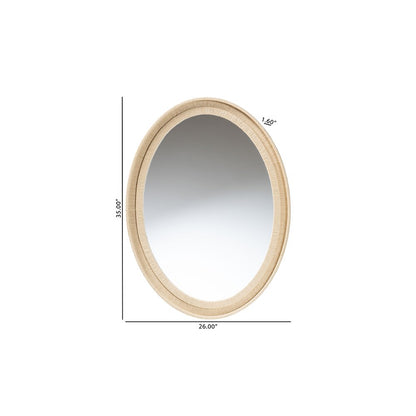 bali & pari Lailan Woven Grasscloth Mirror, Oval, Beige