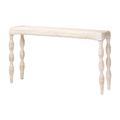 Lejane Woven Seagrass Console Table - Handwoven Wicker Waterfall Accent Table
