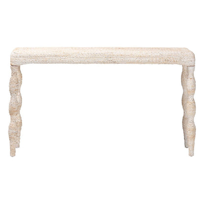 Lejane Woven Seagrass Console Table - Handwoven Wicker Waterfall Accent Table