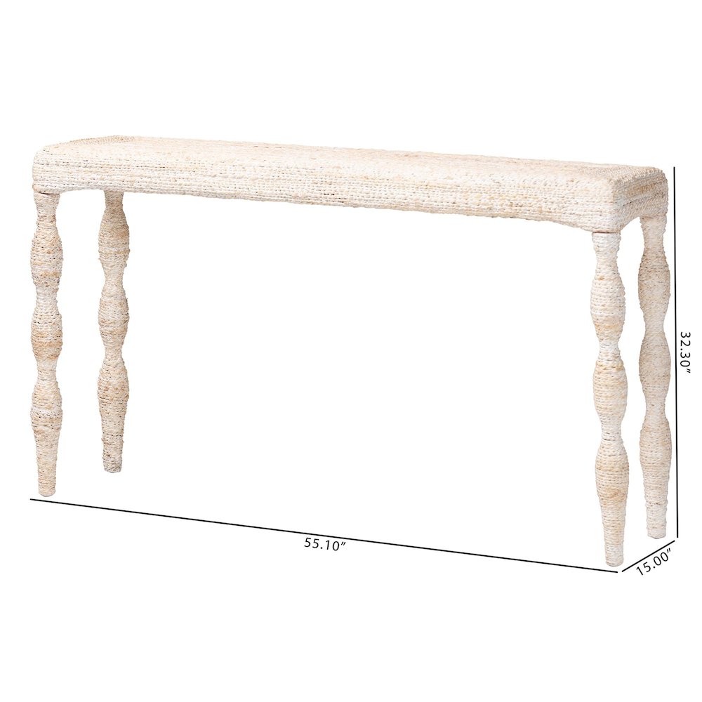 Lejane Woven Seagrass Console Table - Handwoven Wicker Waterfall Accent Table