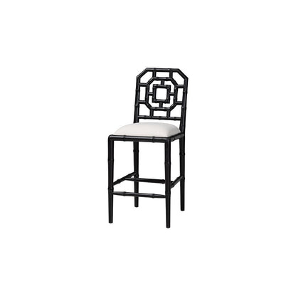 bali & pari Boone Counter Stool with Chinoiserie Design, Black