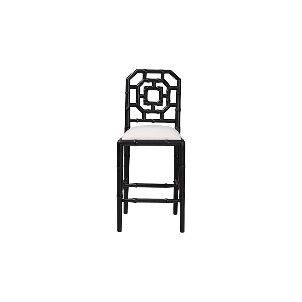 bali & pari Boone Counter Stool with Chinoiserie Design, Black
