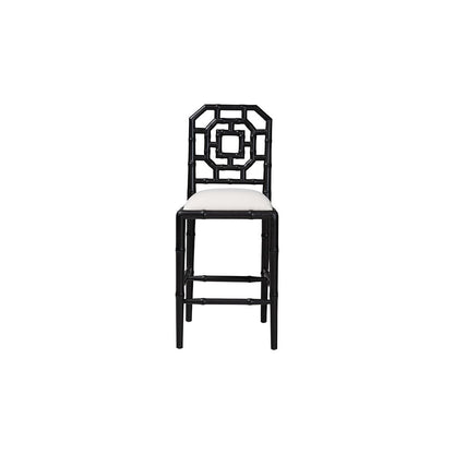 bali & pari Boone Counter Stool with Chinoiserie Design, Black