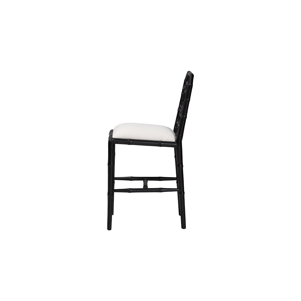 bali & pari Boone Counter Stool with Chinoiserie Design, Black