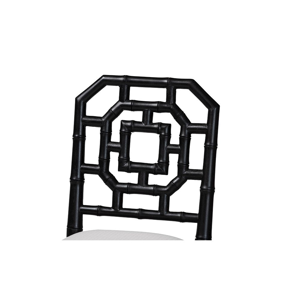 bali & pari Boone Counter Stool with Chinoiserie Design, Black