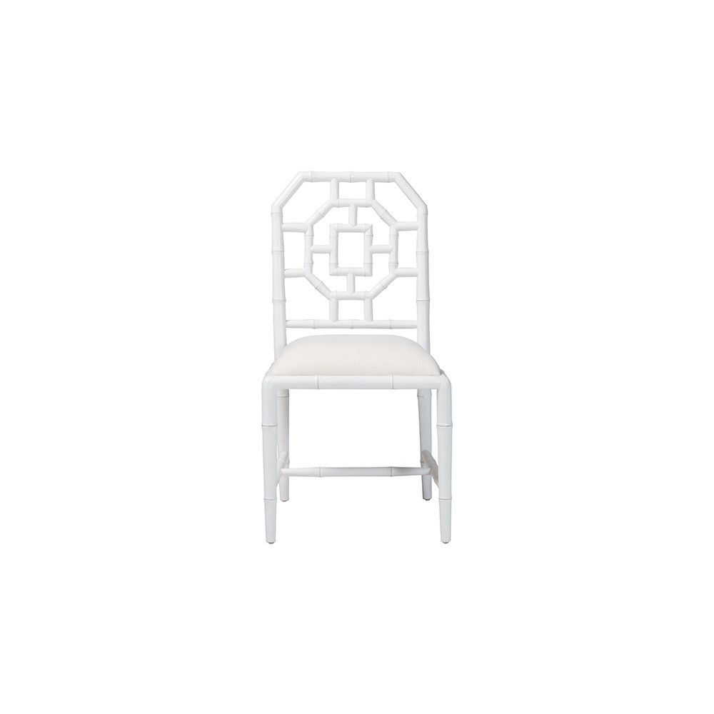 bali & pari Boone Dining Chair with Chinoiserie Design, White