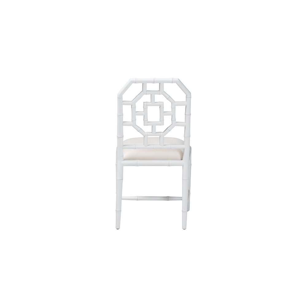 bali & pari Boone Dining Chair with Chinoiserie Design, White