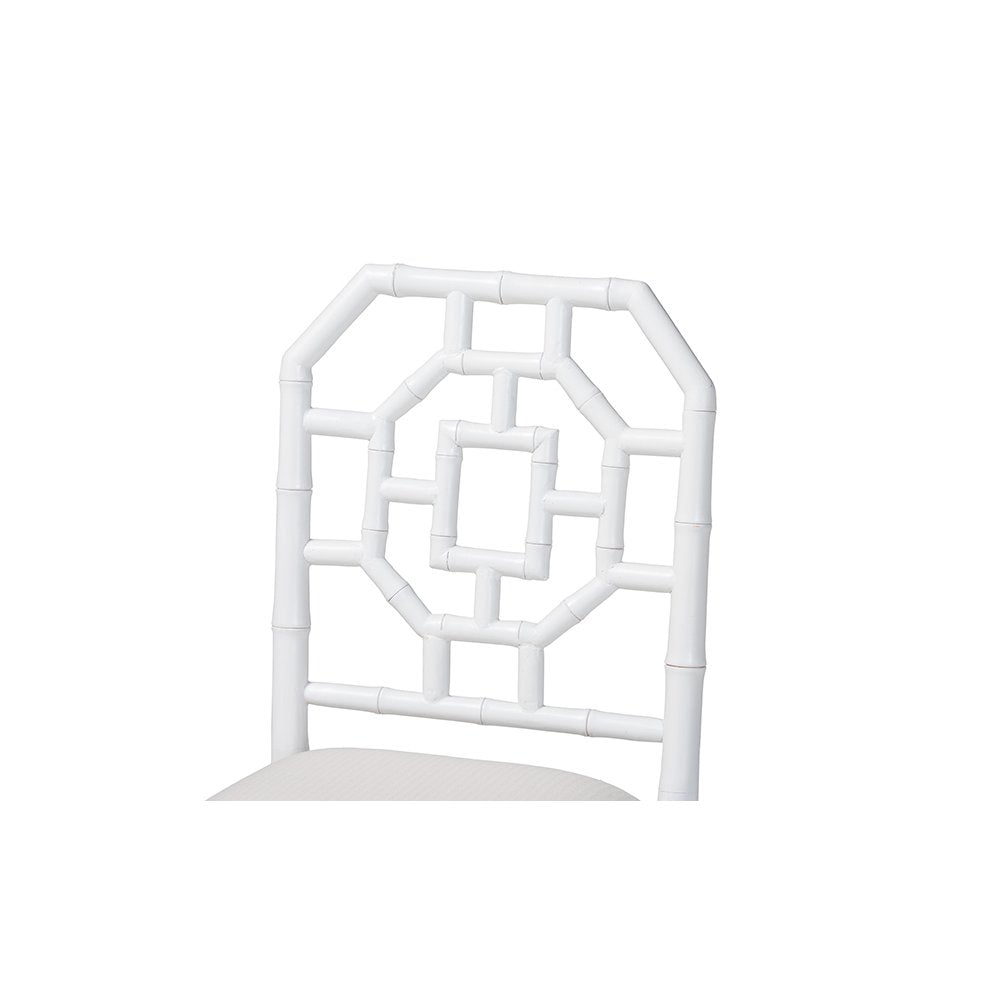 bali & pari Boone Dining Chair with Chinoiserie Design, White