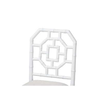 bali & pari Boone Dining Chair with Chinoiserie Design, White