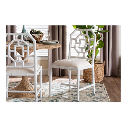 bali & pari Boone Dining Chair with Chinoiserie Design, White