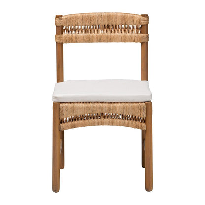 Elvera Woven Seagrass and Mahogany Wood Dining Chair